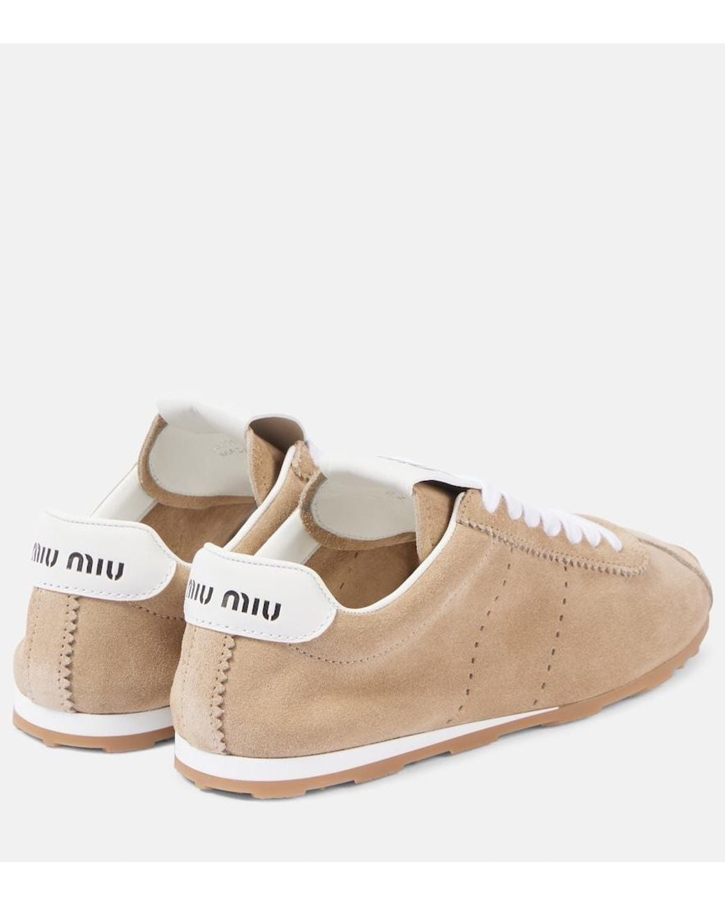 Miu Miu Natural Plume Suede Sneakers