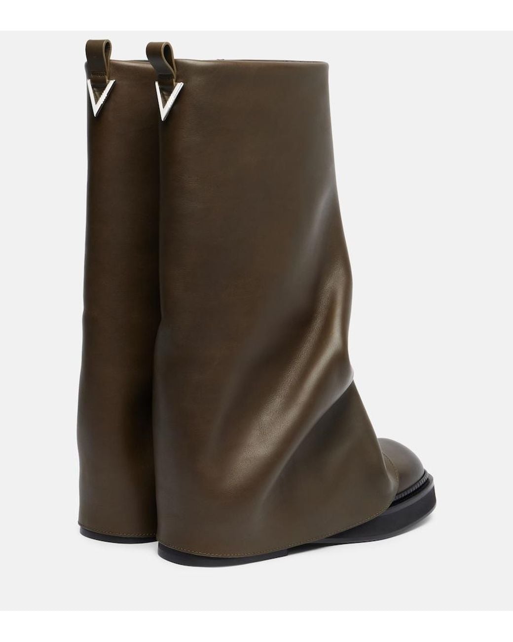 The Attico Green Robin Leather Combat Boots
