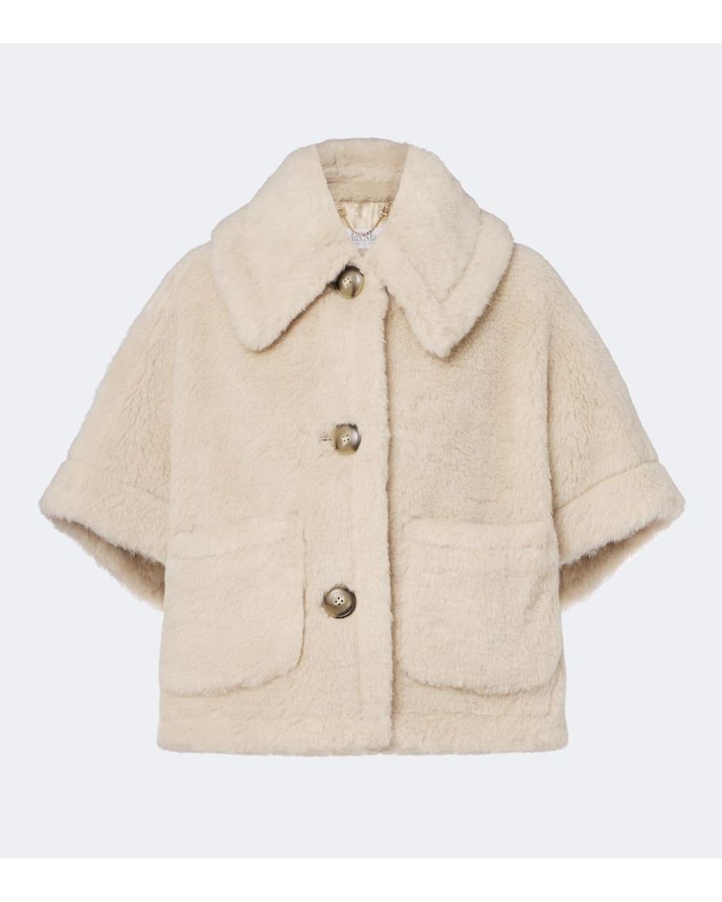 Max Mara Natural Alpaca, Wool, And Silk Teddy Cape