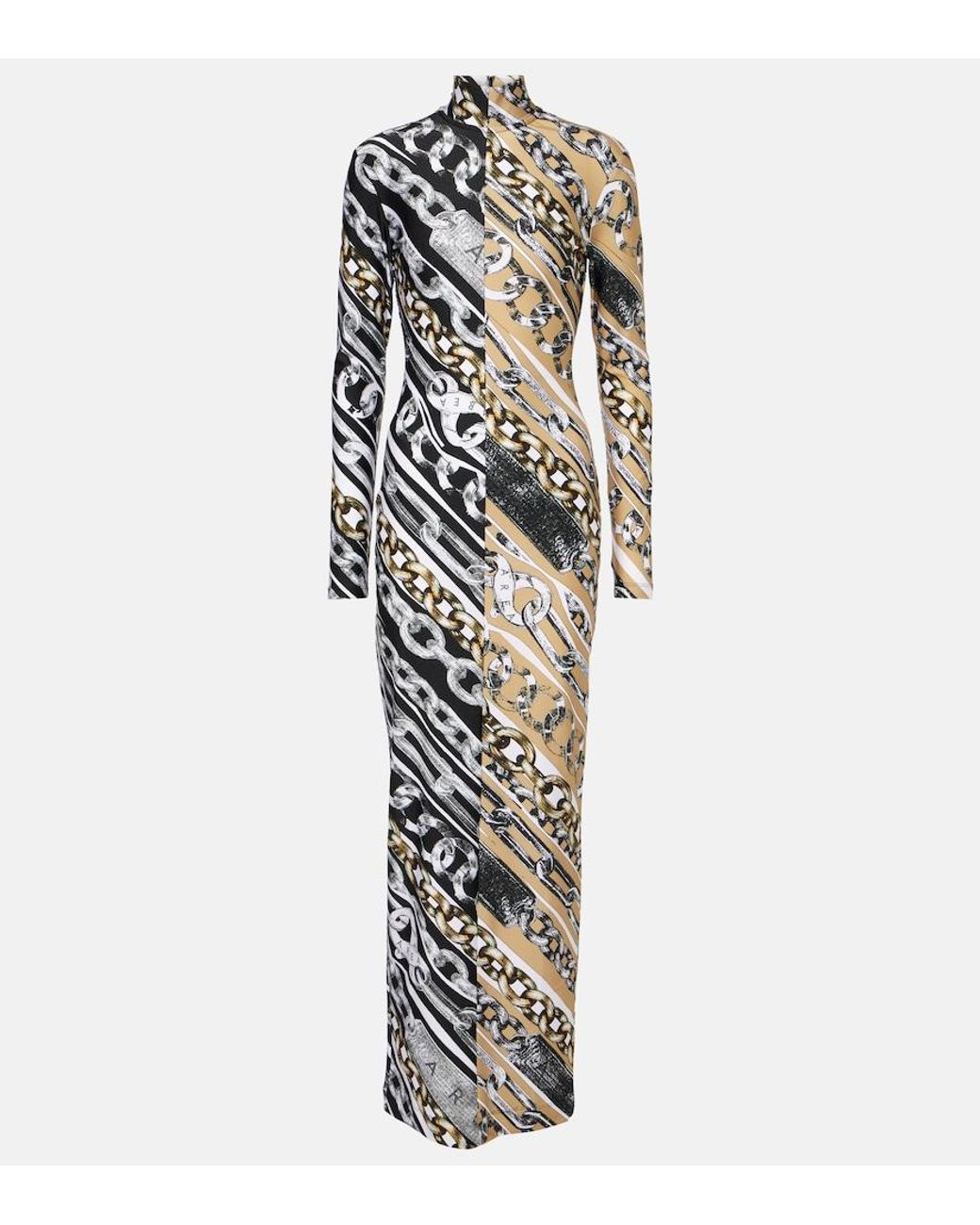 Area White Colorblocked Printed Maxi Dress