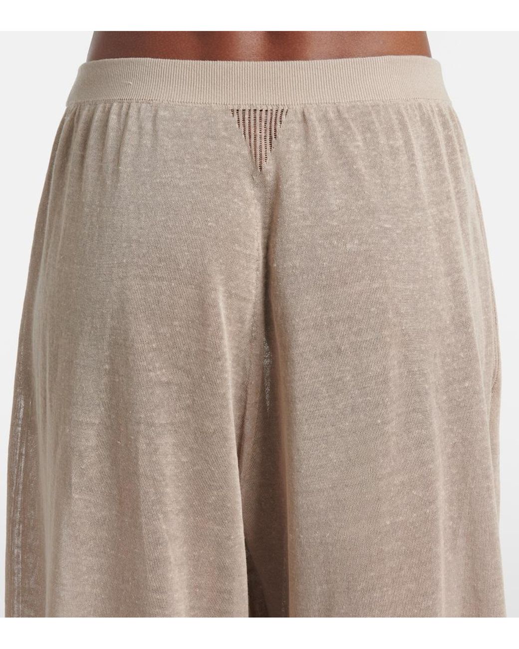 Alaïa Natural Linen And Silk Wide-Leg Pants