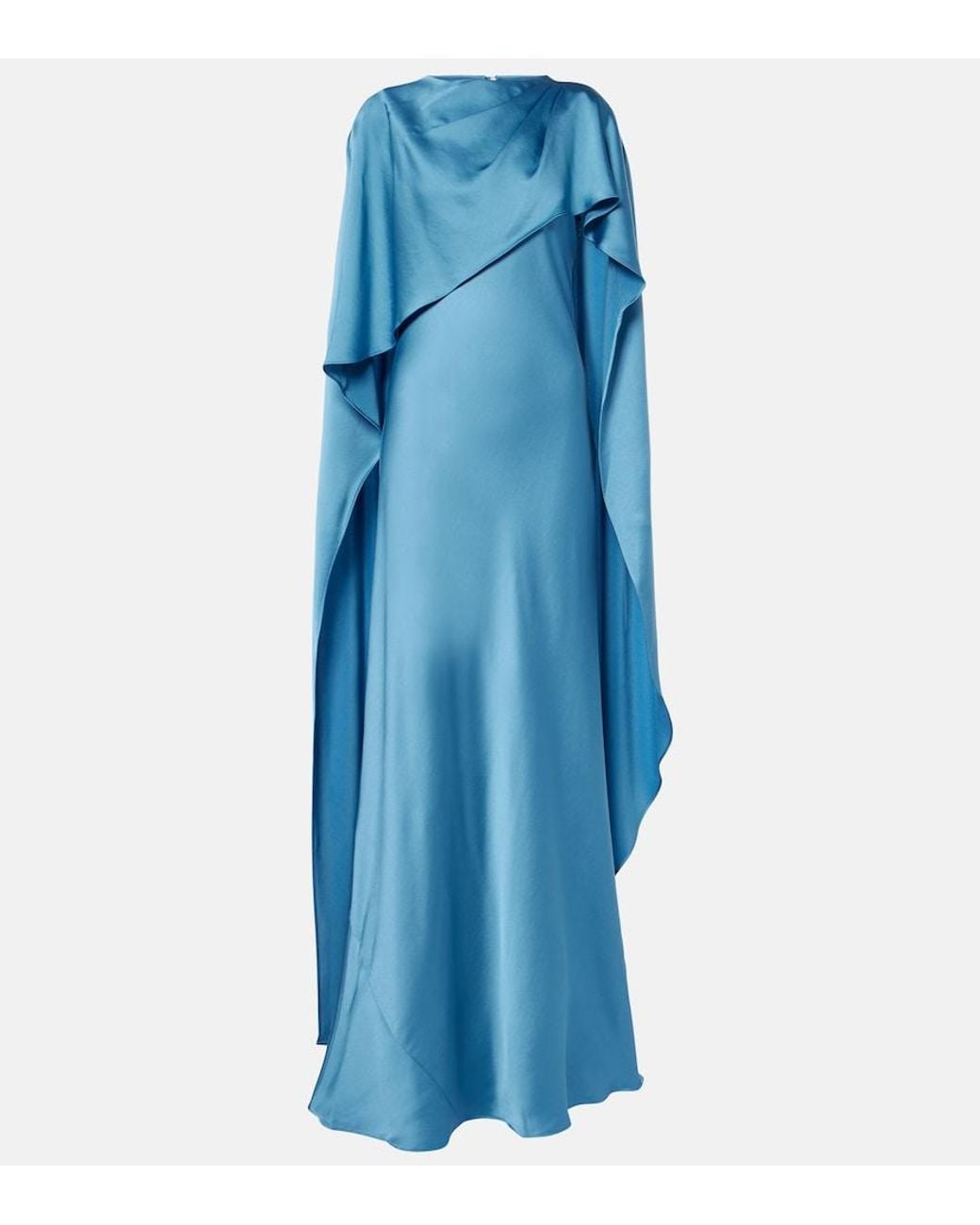 Jonathan Simkhai Blue Izel Caped Satin Gown