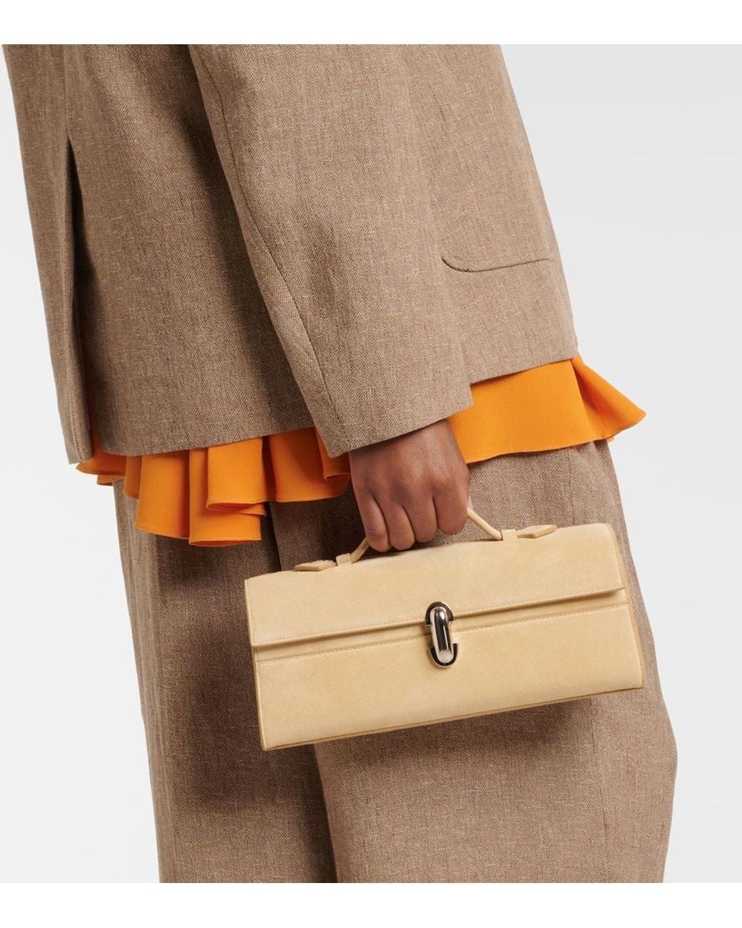 SAVETTE Natural Symmetry Slim Suede Top-Handle Bag