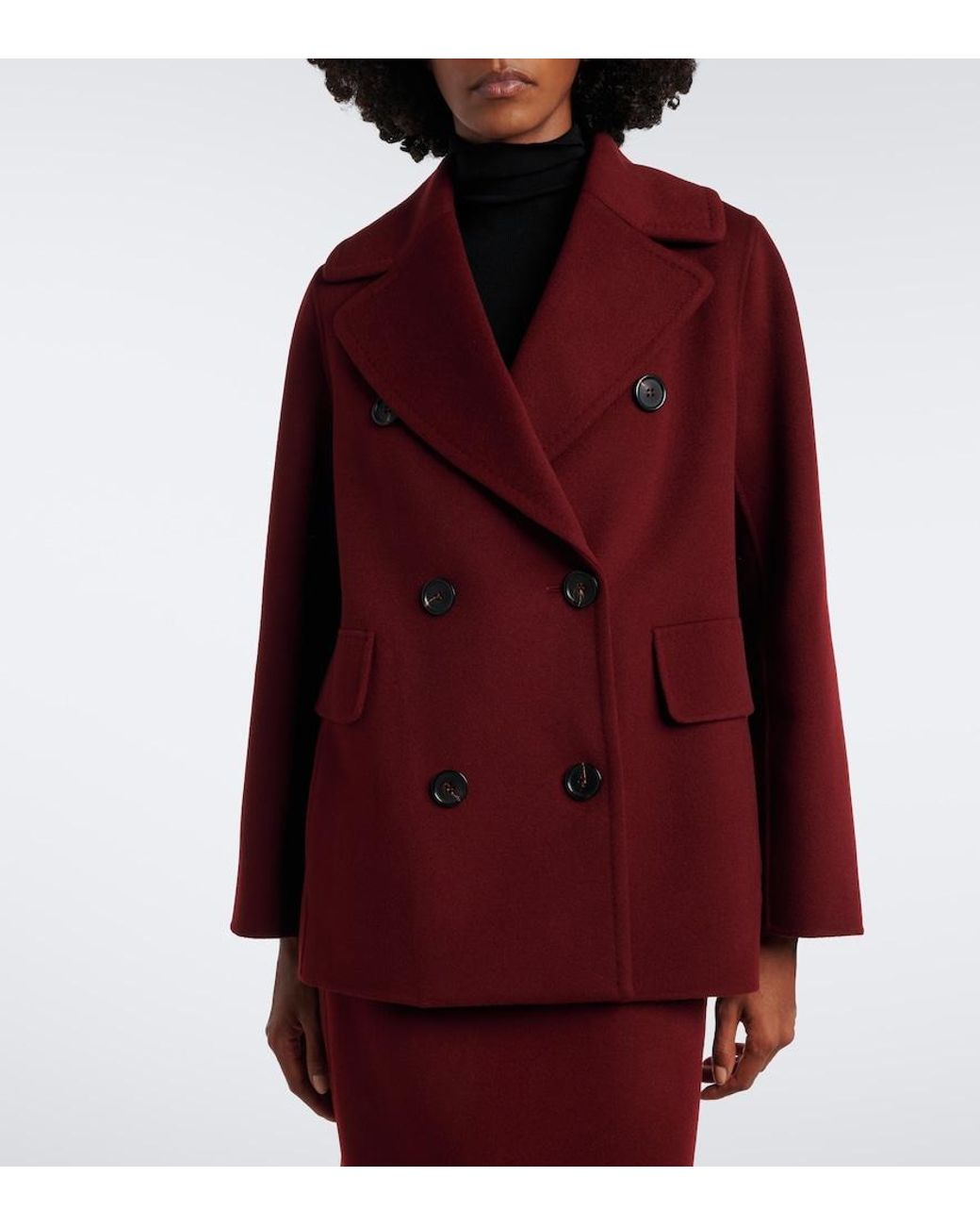 Max Mara Purple Virgin Wool Peacoat