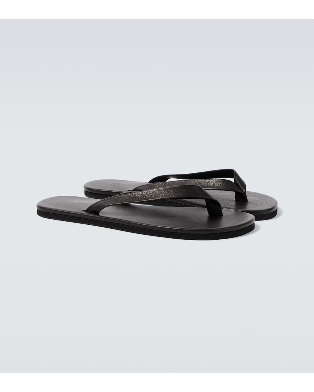 Auralee Black Leather Thong Sandals for men
