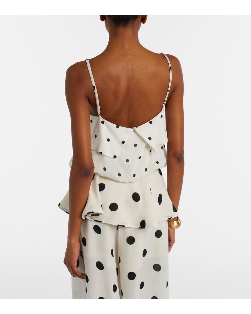Adriana Degreas Natural Polka-Dot Crop Top