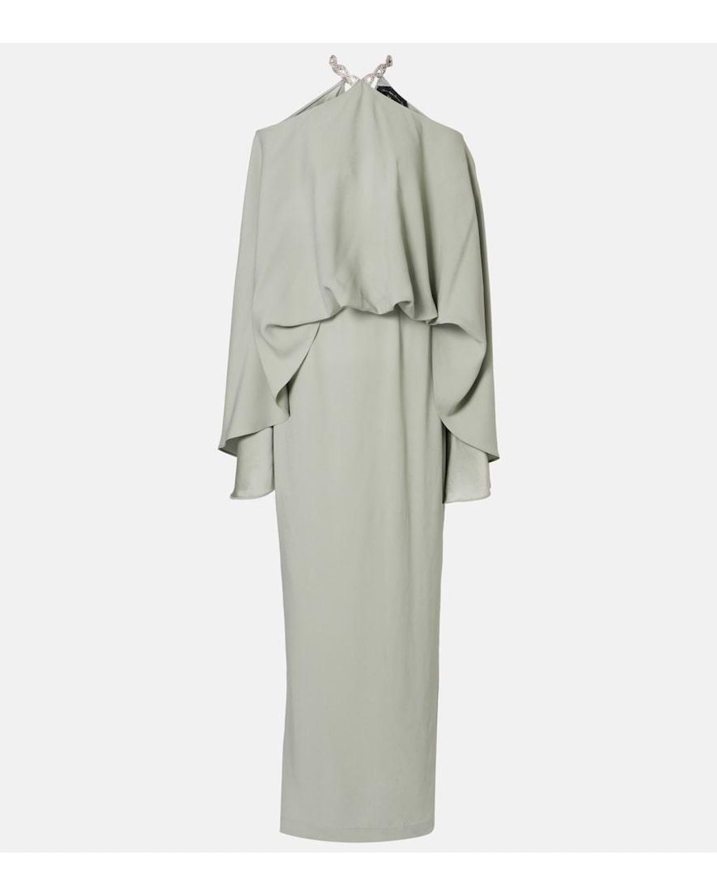 Taller Marmo White Cyclades Embellished Crepe Cady Gown