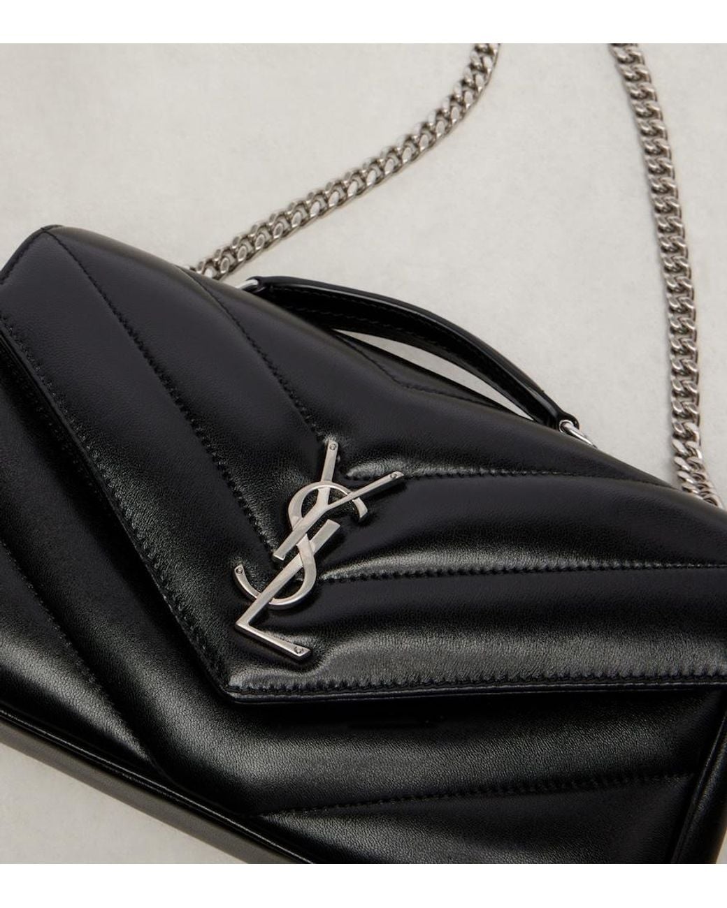 Saint Laurent White Loulou Small Leather Shoulder Bag