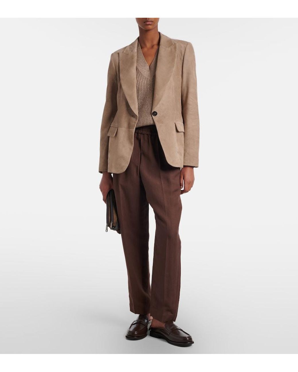 Brunello Cucinelli Brown Mid-Rise Straight Pants