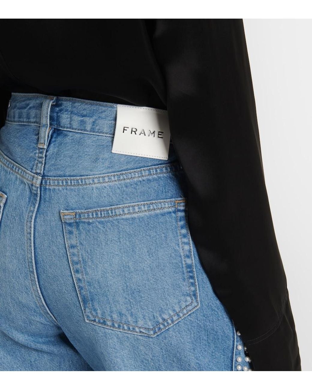FRAME Blue Atelier Le Jane Embellished Cropped Jeans