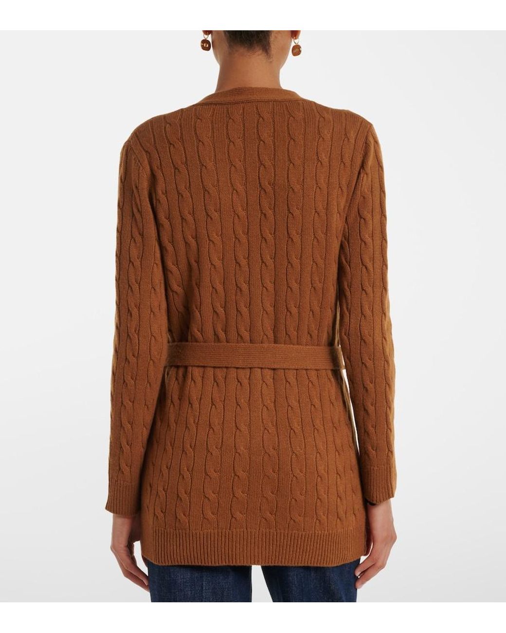 Valentino Garavani Brown Cable-Knit Cashmere Cardigan