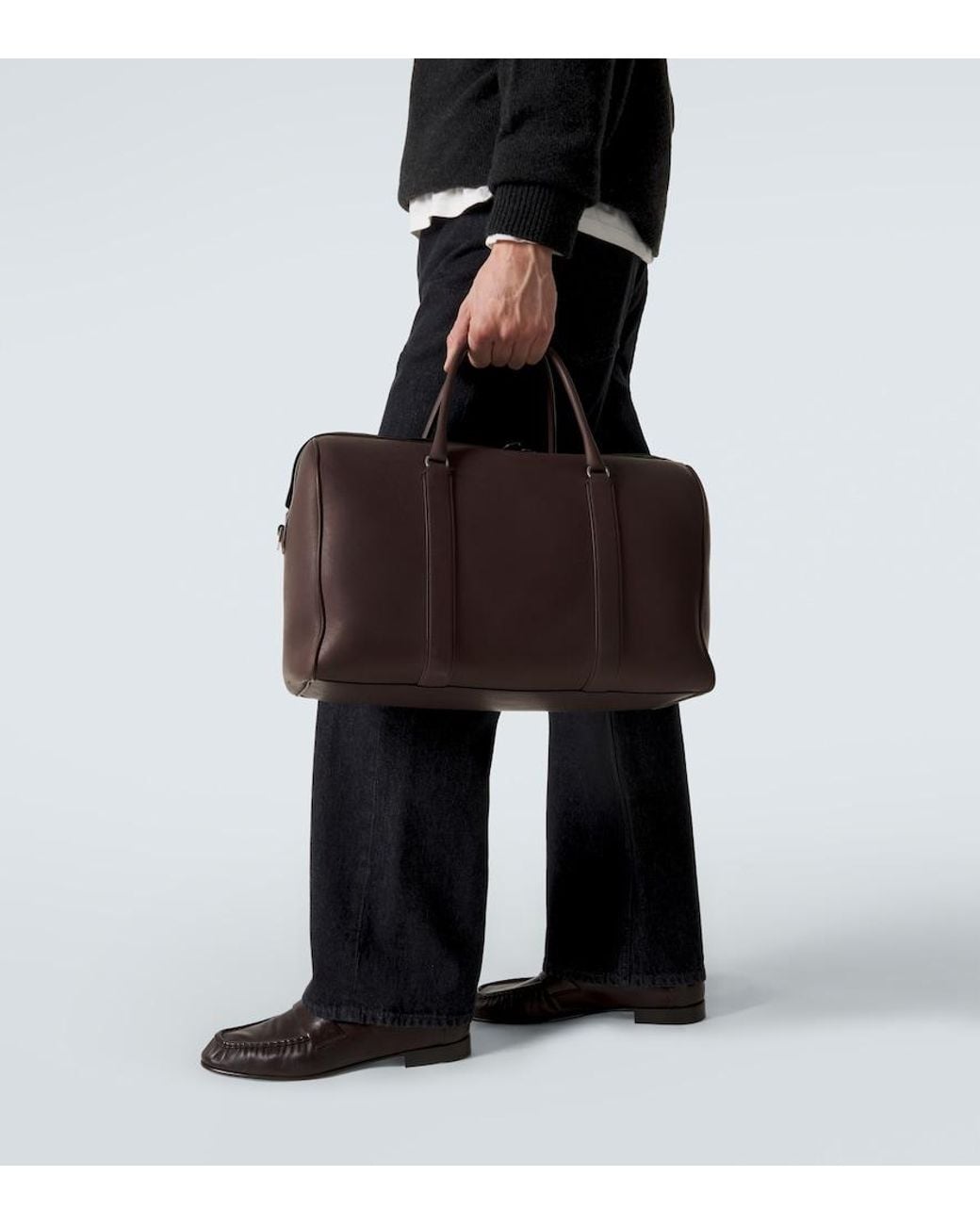 The Row Brown Iowa Leather Duffel Bag for men