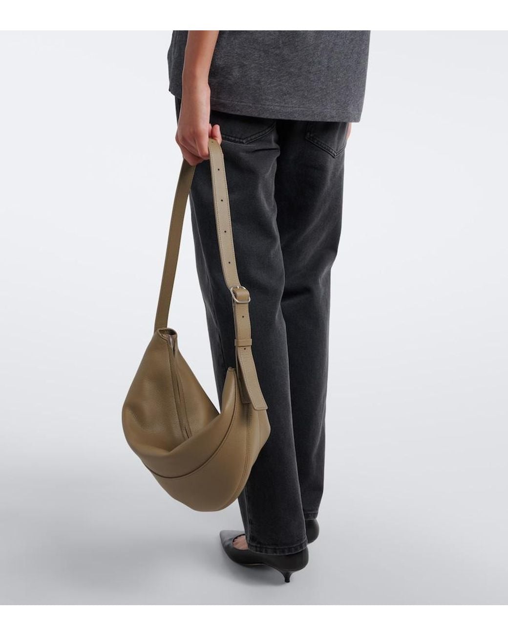 The Row White Jouve Small Leather Shoulder Bag