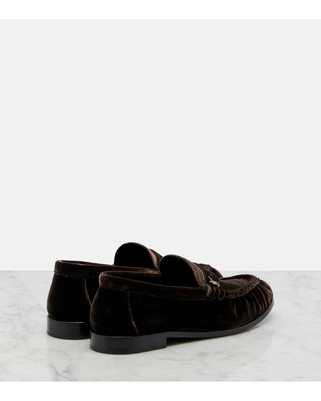 Saint Laurent Black Le Loafer Velvet Penny Loafers
