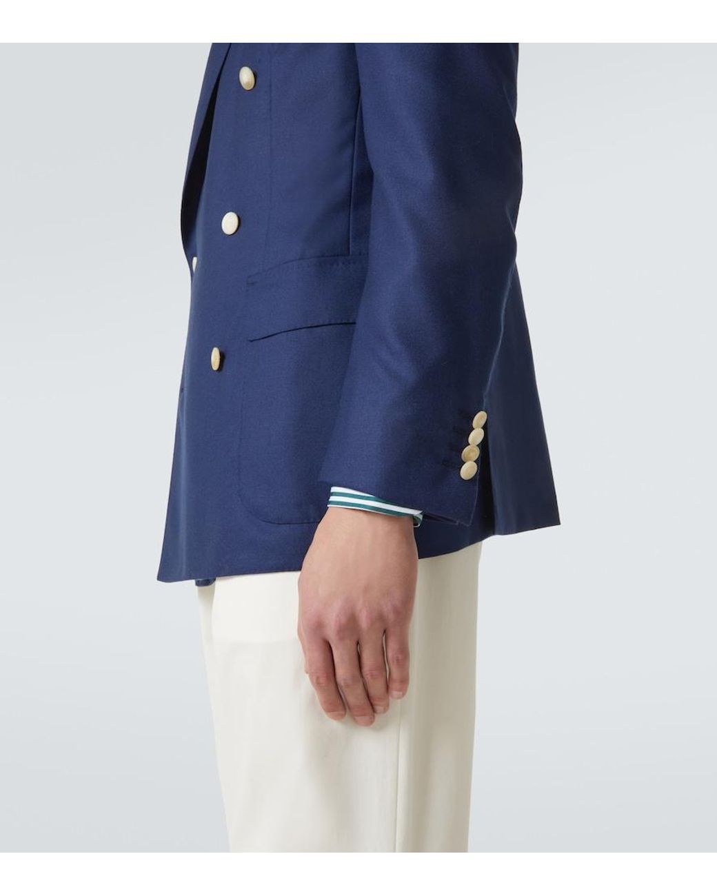 Dunhill Blue Double-Breasted Cashmere Blazer for men