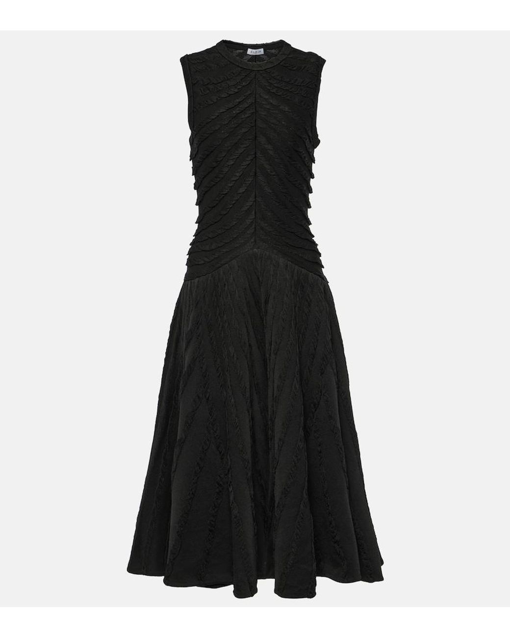 Alaïa Black Gathered Midi Dress