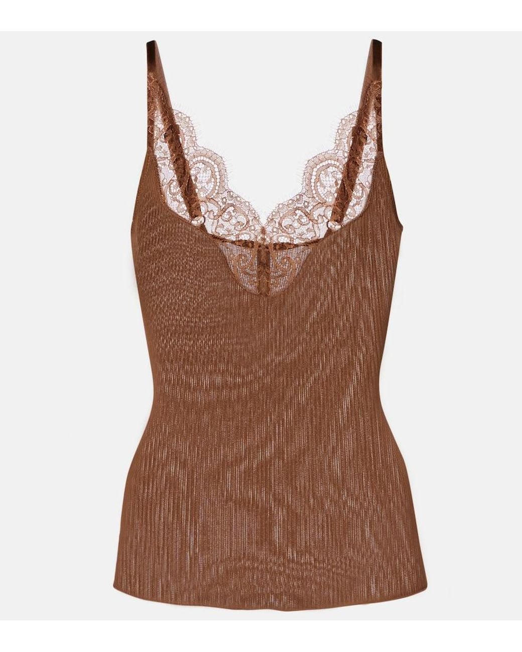 Saint Laurent Brown Sleeveless Tops