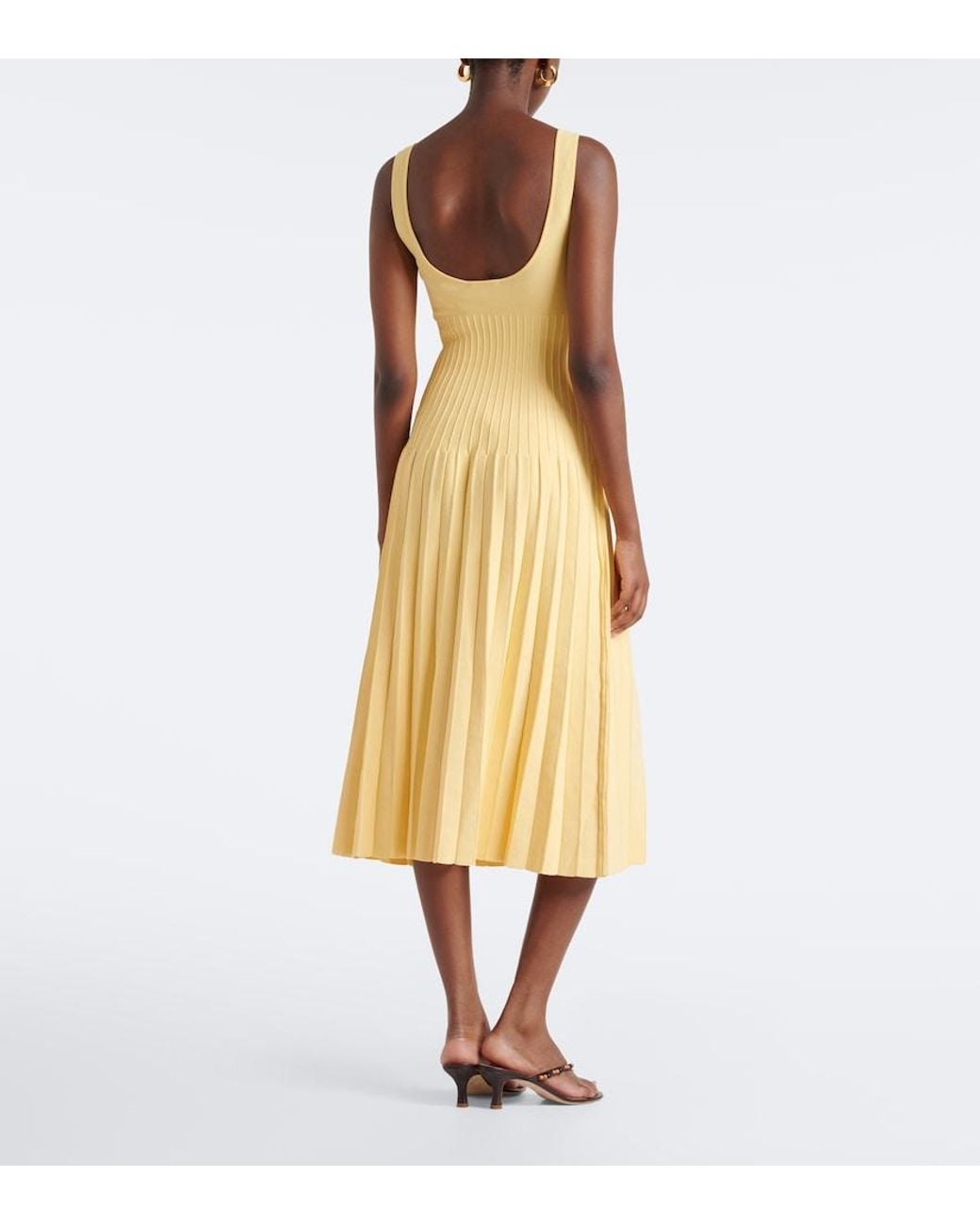 Staud Yellow Ellison Pleated Maxi Dress