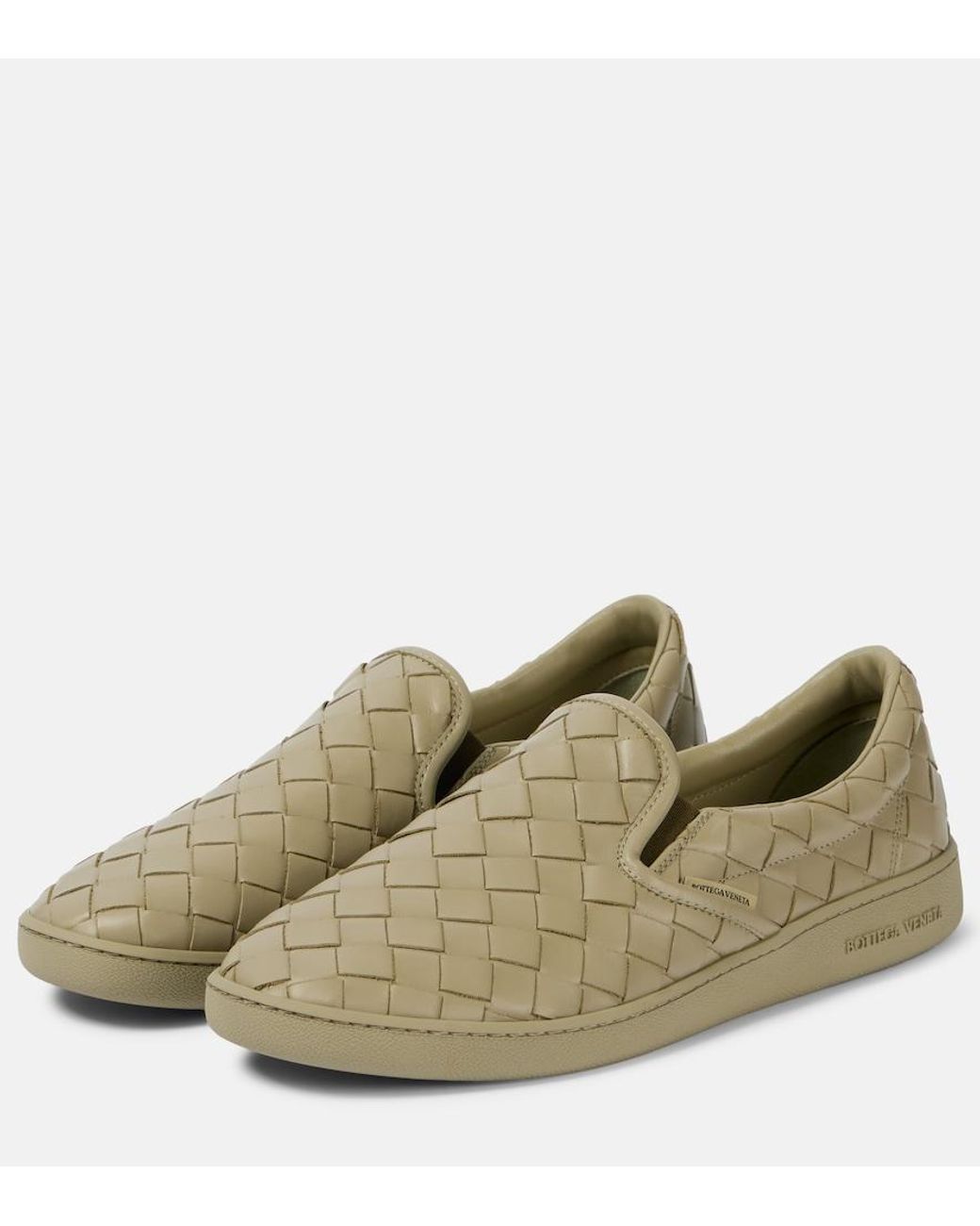 Bottega Veneta Green Sawyer Leather Slip-On Sneakers