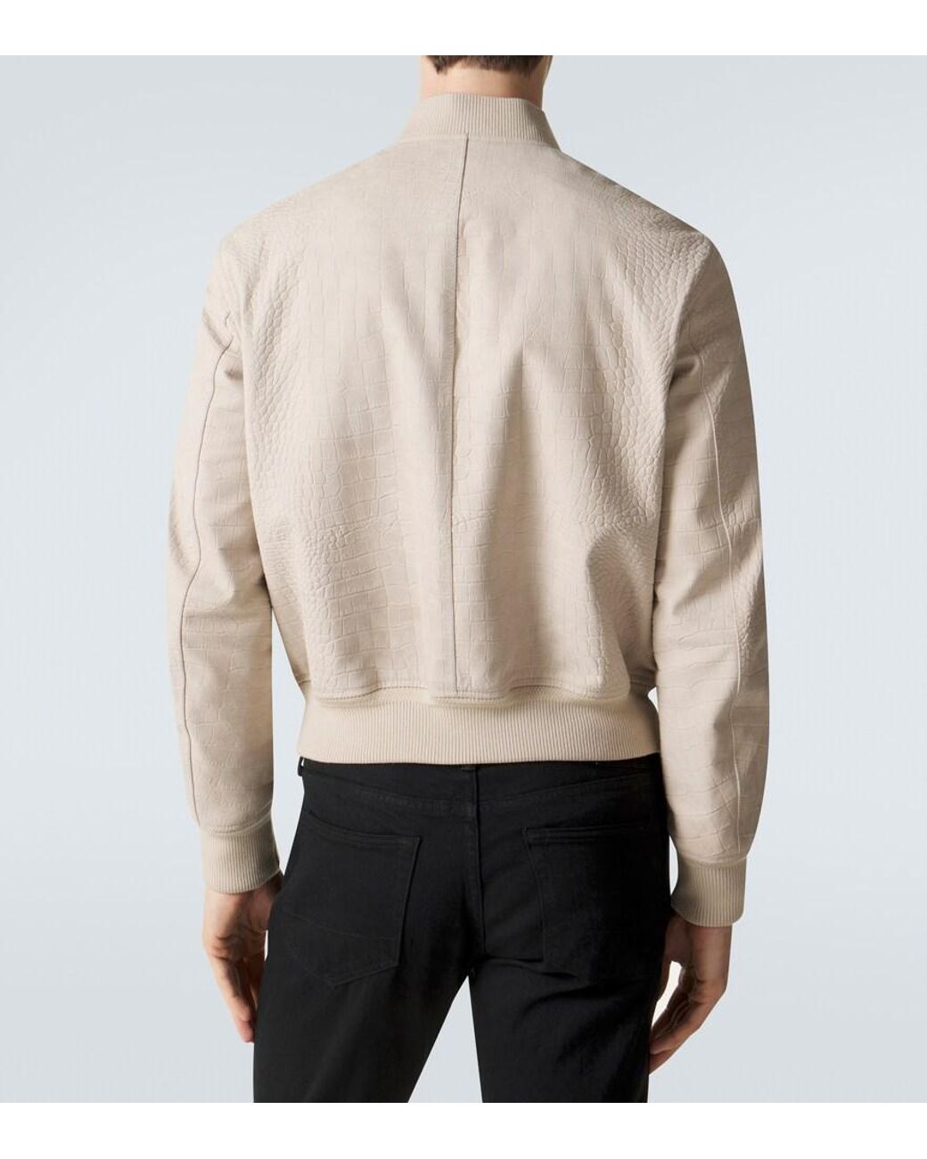 Tom Ford Natural Printed Leather Bomber Jacket for men