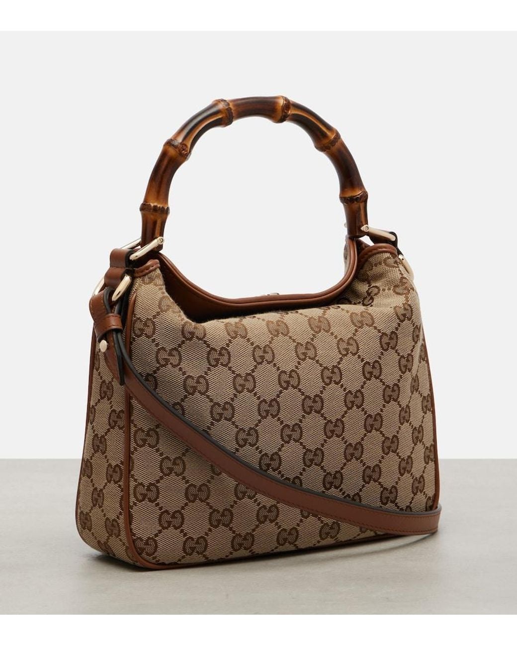 Gucci Brown Diana Gg Canvas Small Tote Bag