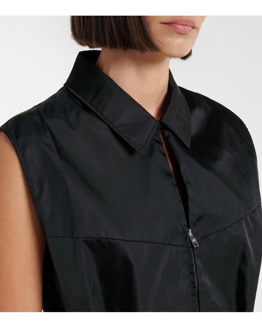Vestido Corto De Re-Nylon Con Cinturon Prada de color Black