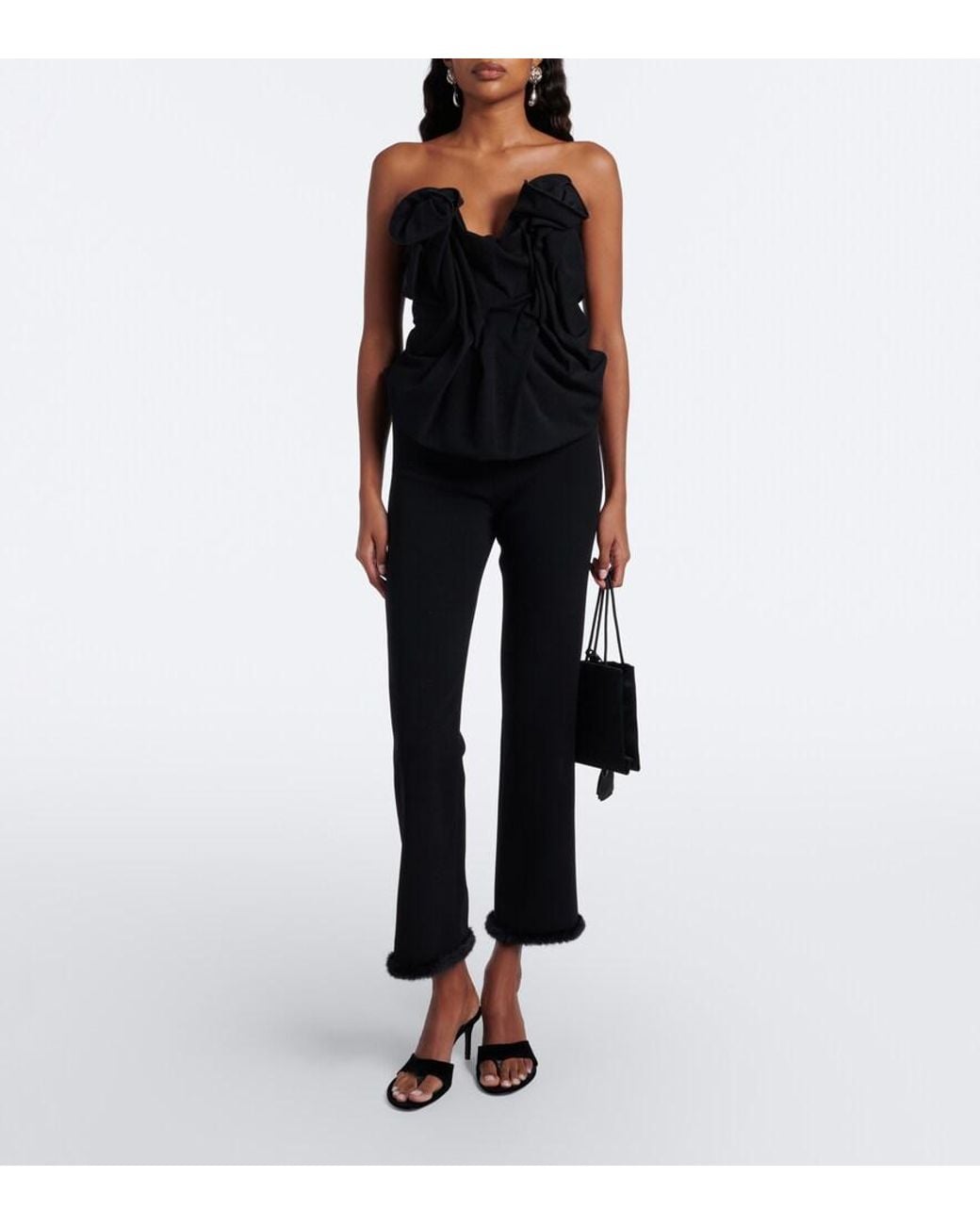 Magda Butrym Black Wool-Blend Flared Pants
