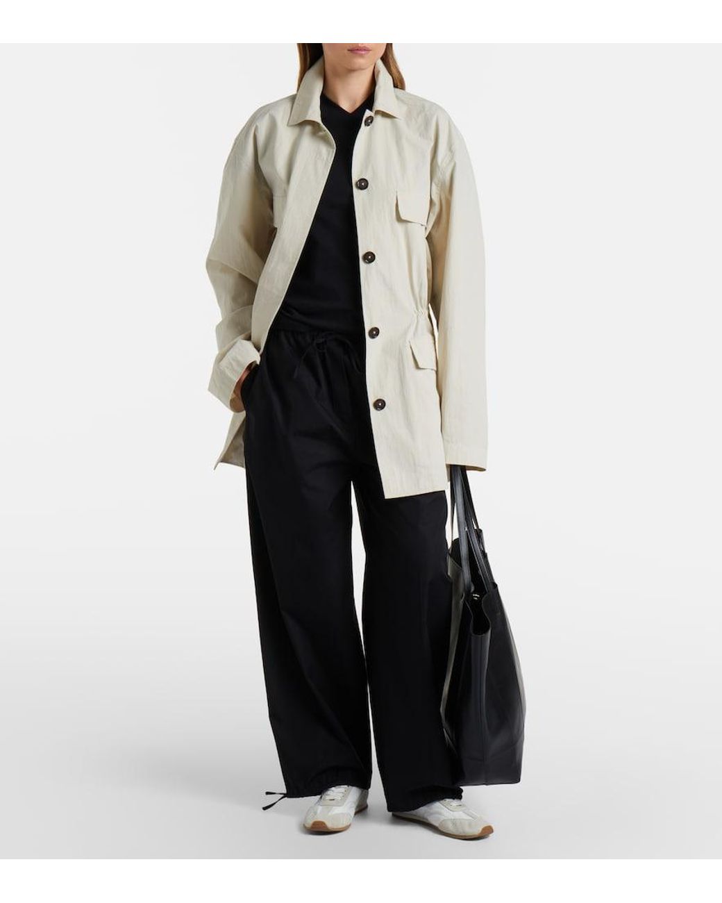 Totême Blue Cotton Poplin Wide-Leg Pants