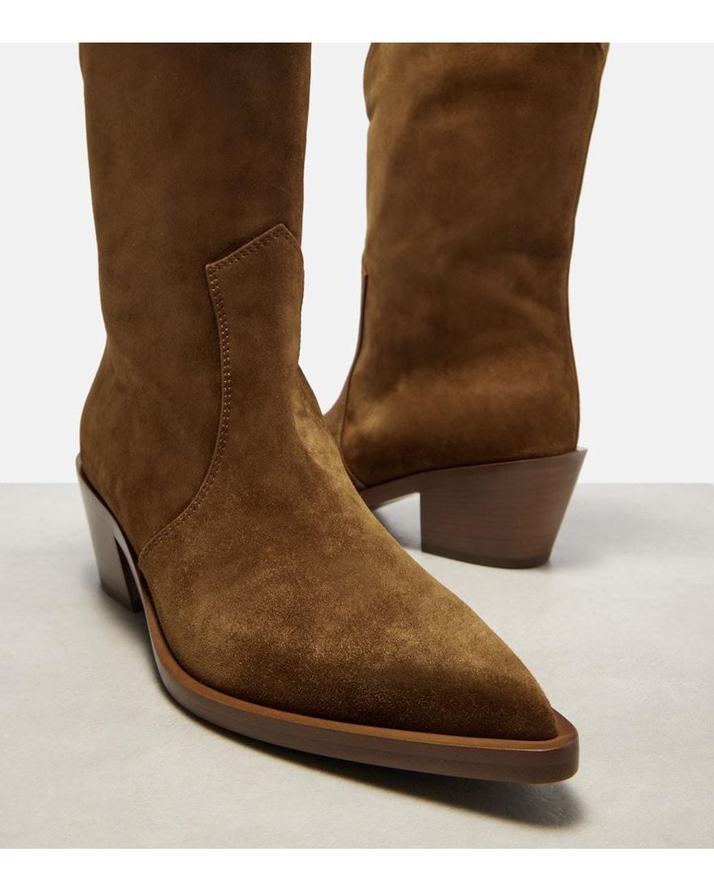 Gianvito Rossi Brown Western 45 Suede Booties