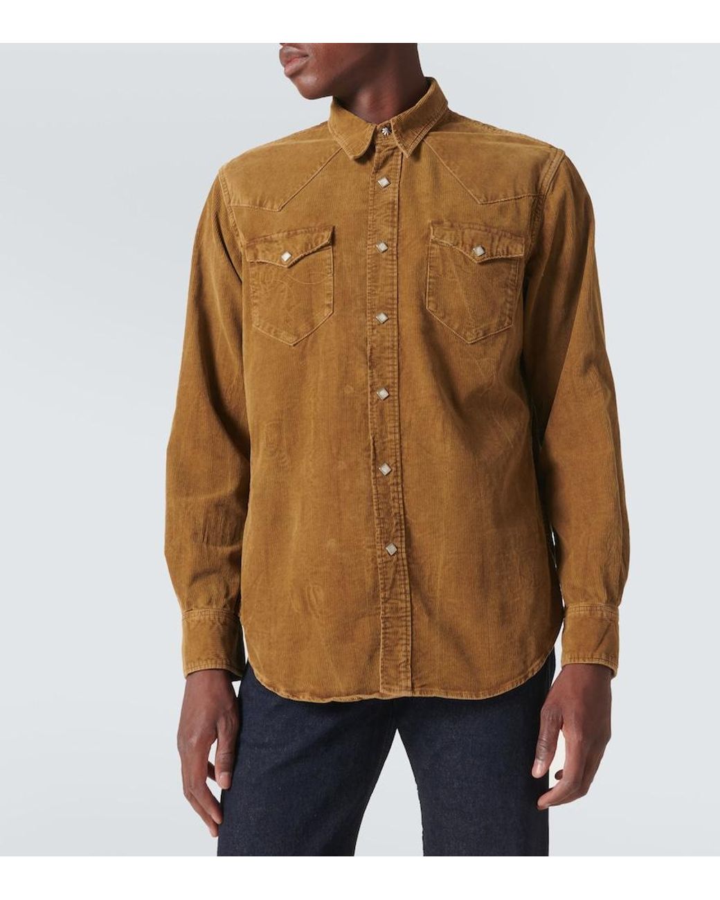 RRL Brown Buffalo West Cotton Corduroy Shirt for men