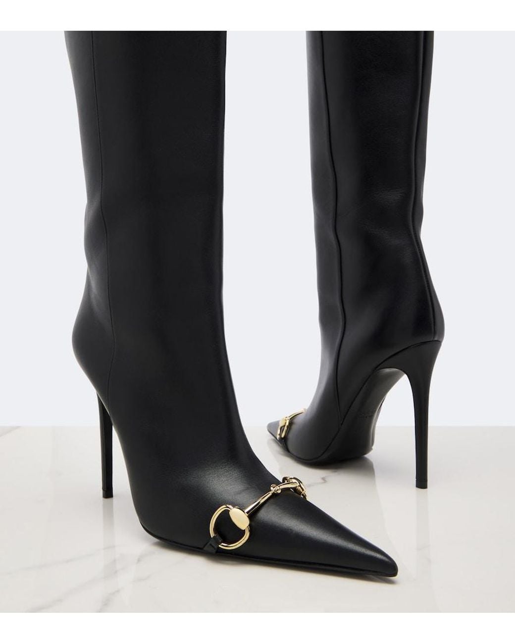 Gucci Black Donna Horsebit Knee-High Boots