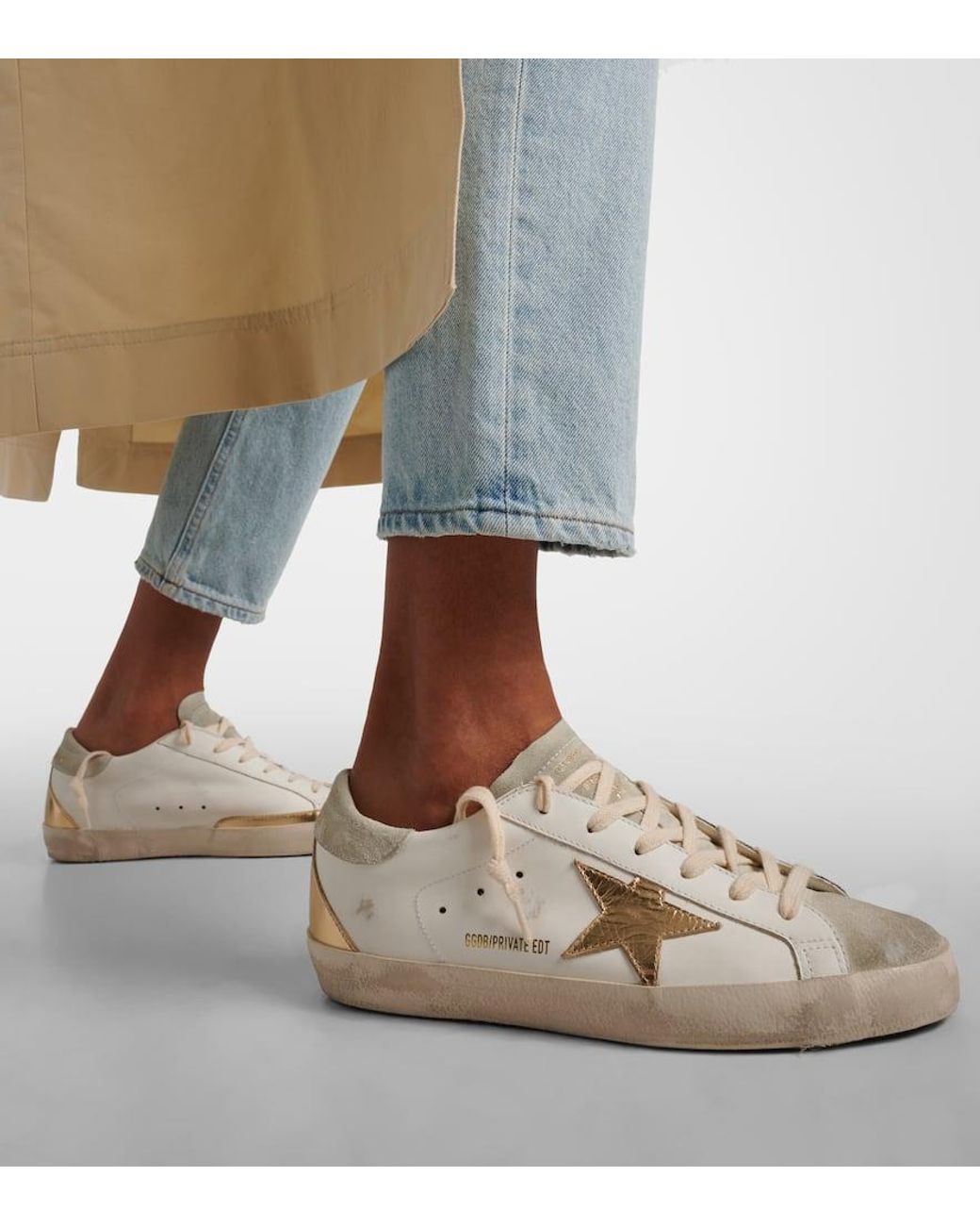 スニーカー Golden Goose Deluxe Brand White Leather Superstar Sneakers Golden Goose Super-Star Leather Sneakers in White | Lyst