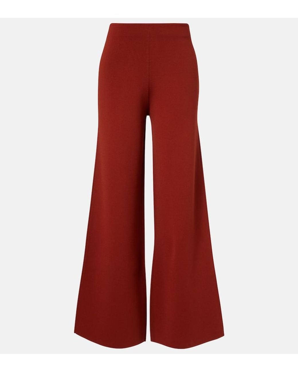 Max Mara Red Jersey Wide-Leg Pants