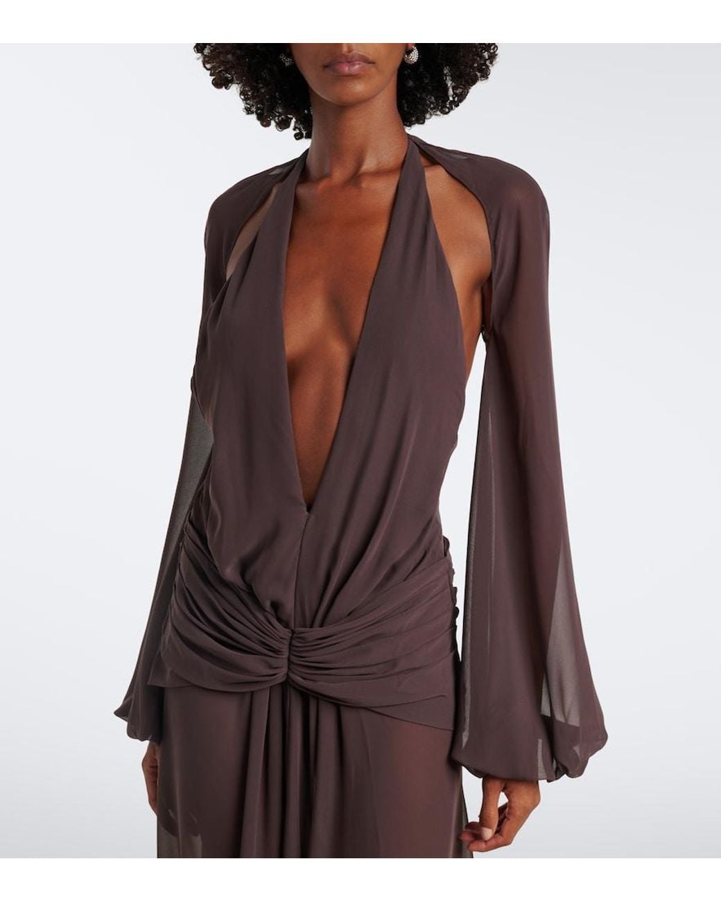 De La Vali Purple Fiorela Chiffon Maxi Dress