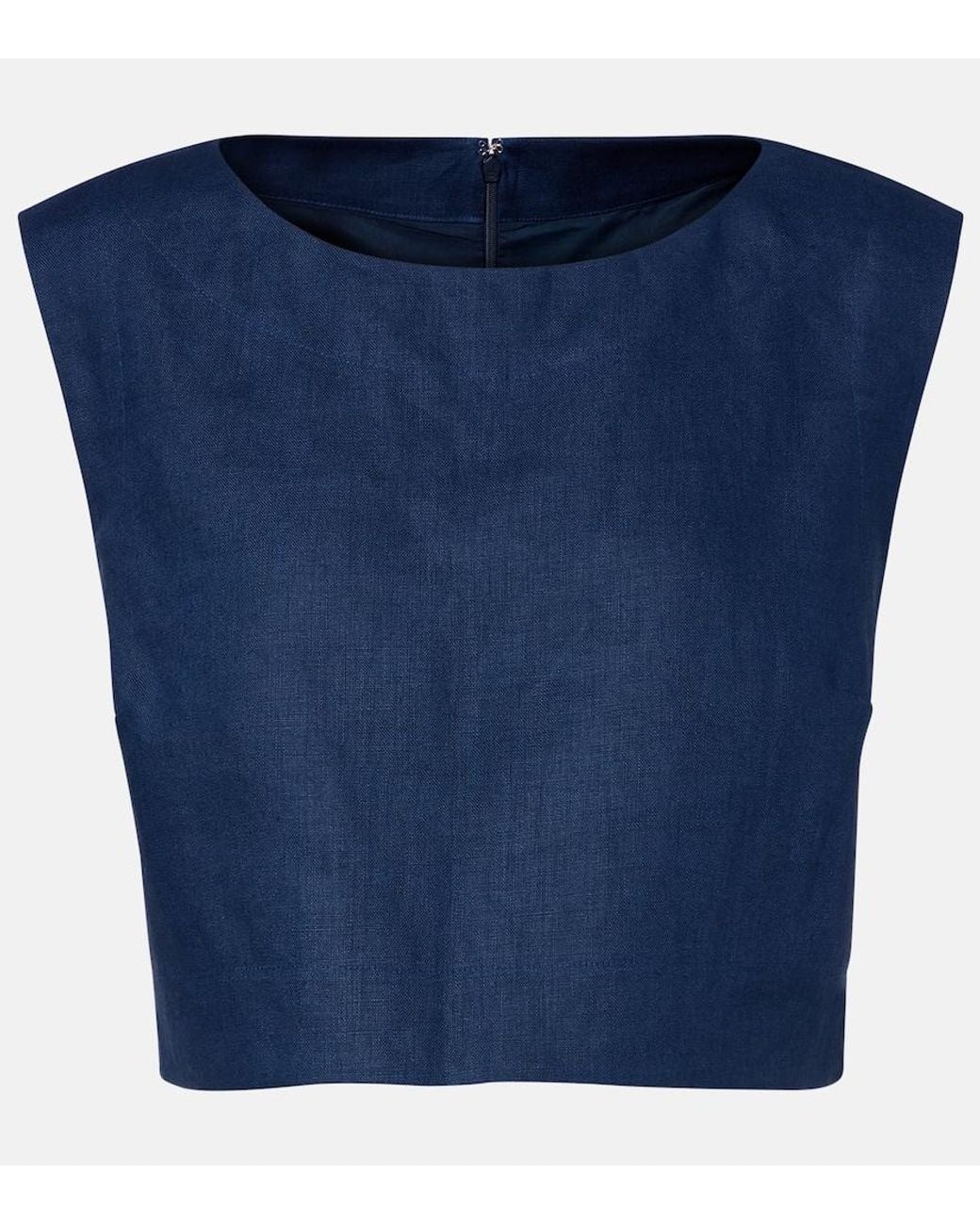 Posse Blue Martina Linen Crop Top