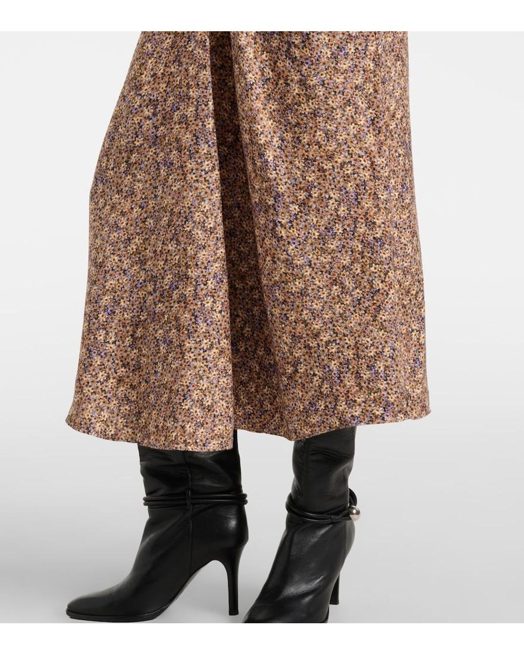 Isabel Marant Brown Lyndsay Floral Gathered Midi Dress