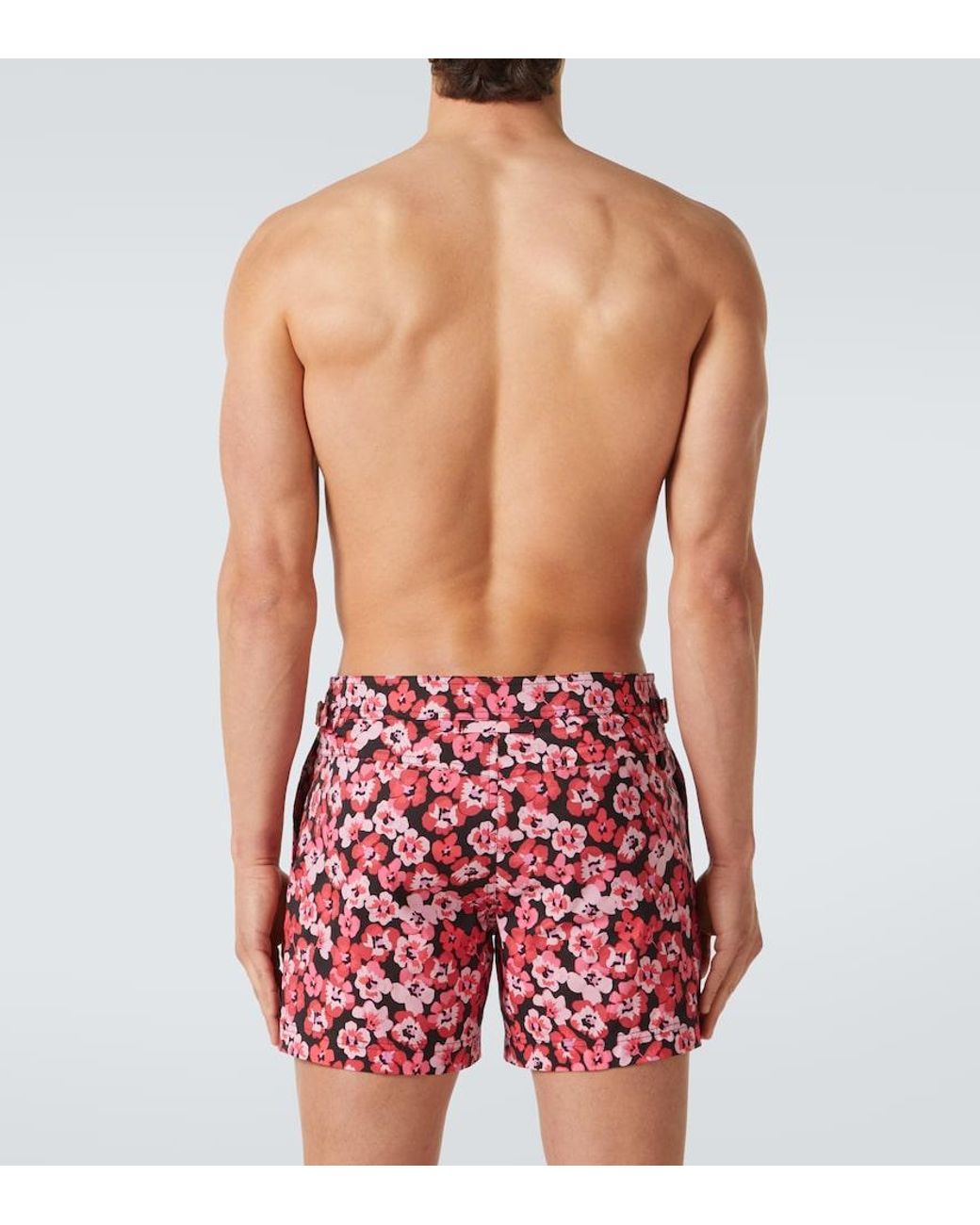 Tom Ford Red Floral Swim Trunks for men