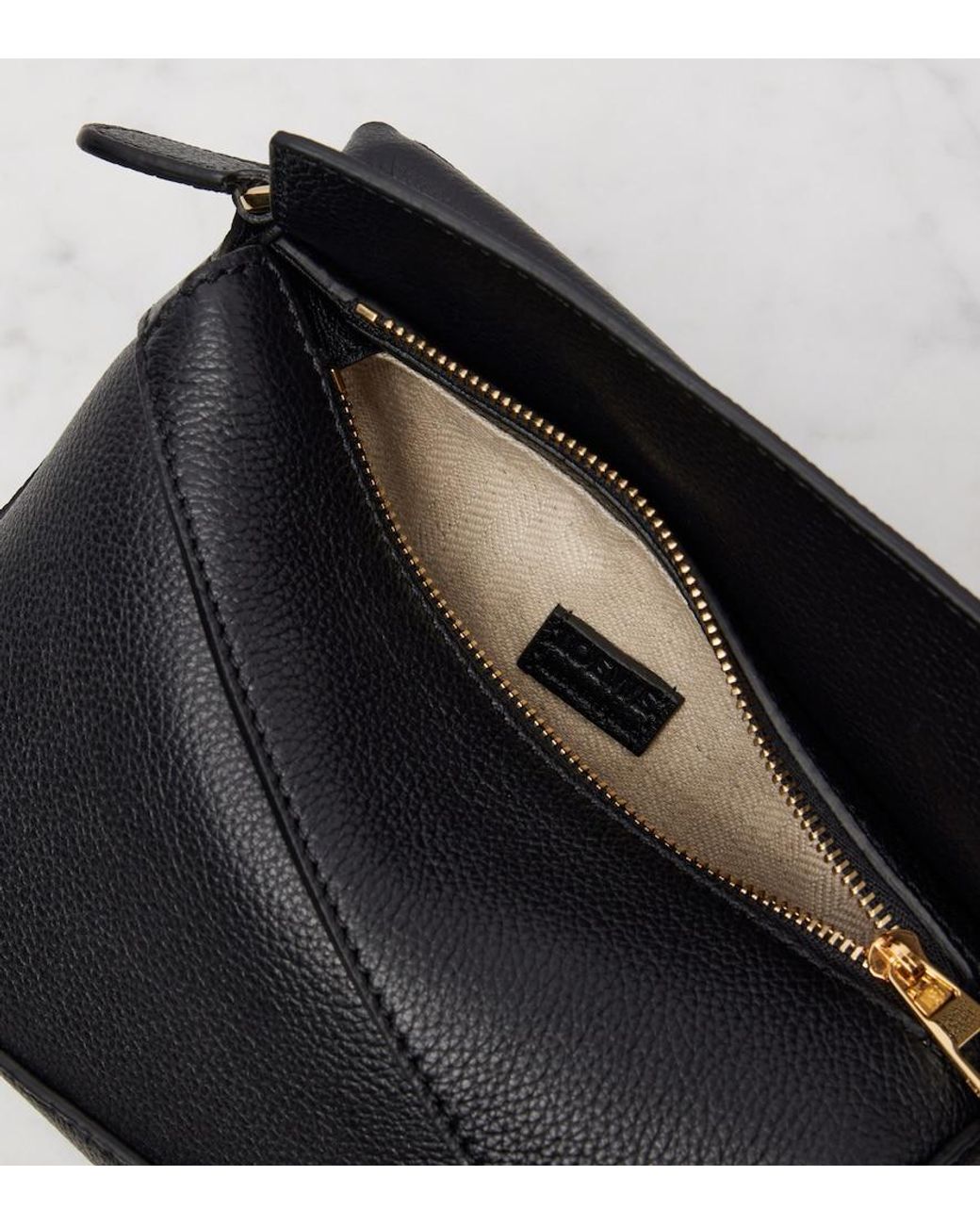 Loewe Black Puzzle Edge Mini Leather Top-Handle Bag