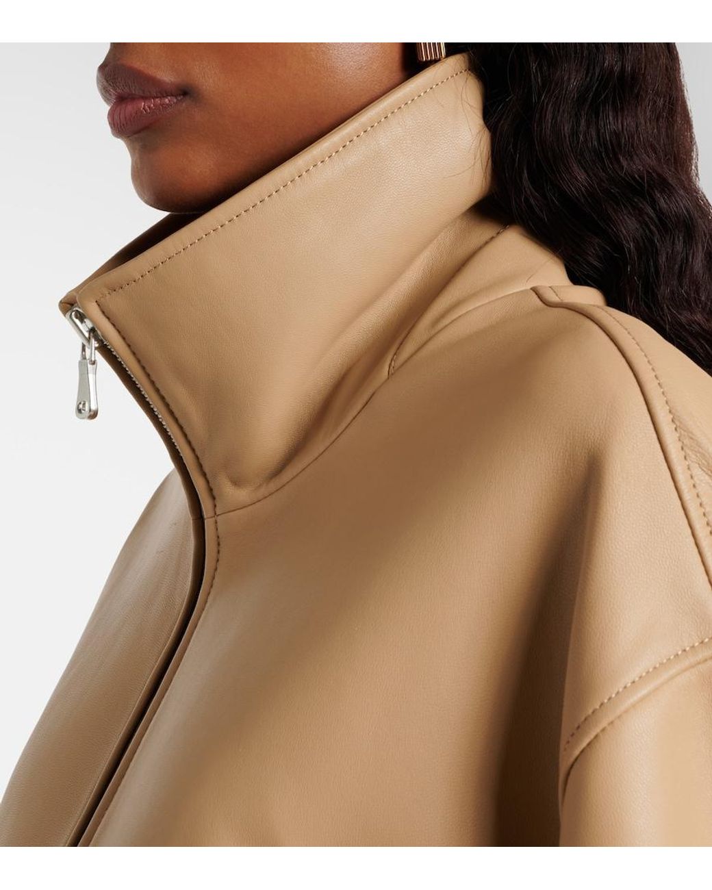 Nour Hammour Natural Beck Leather Bomber Jacket
