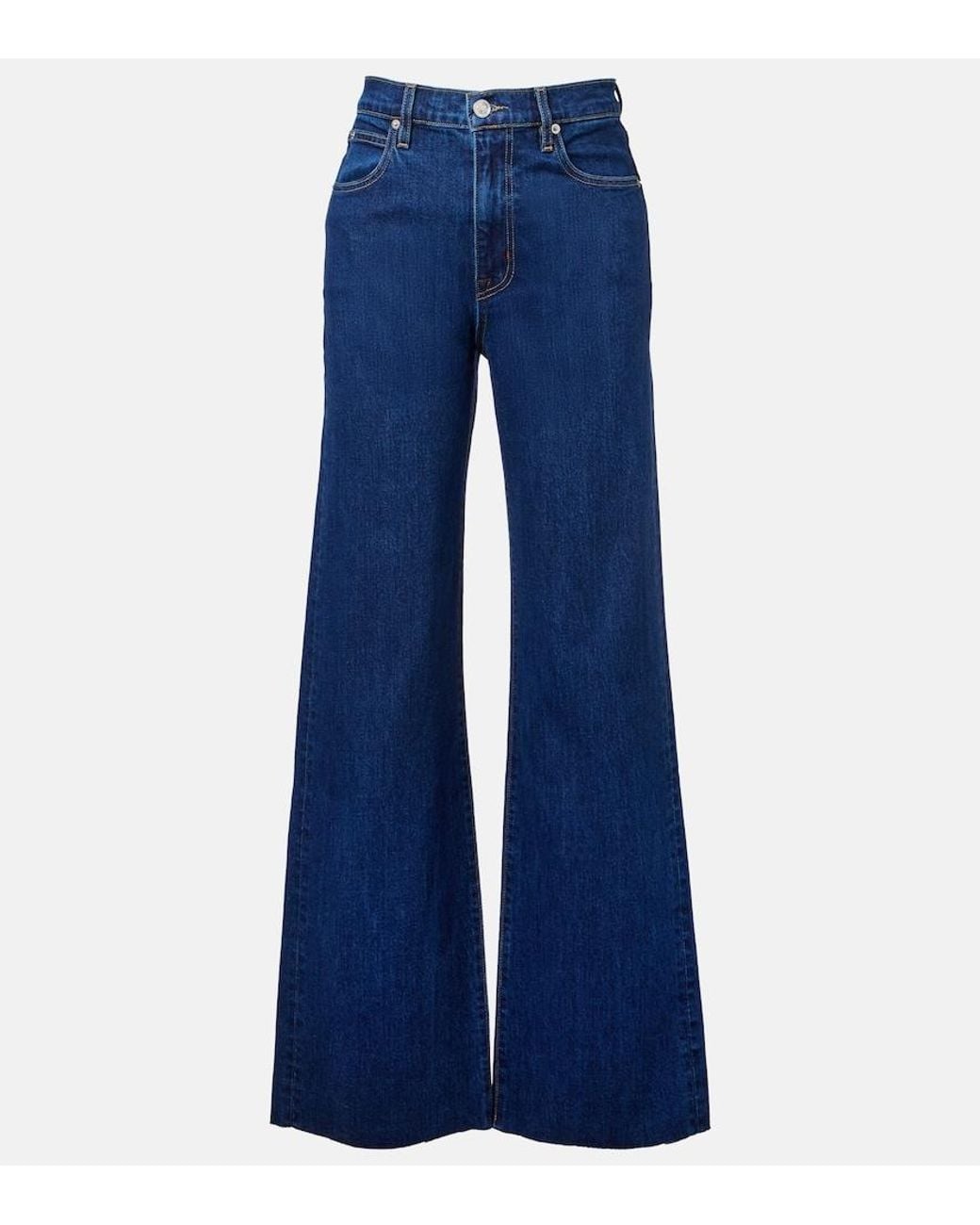 SLVRLAKE Denim Blue Grace High-Rise Wide-Leg Jeans