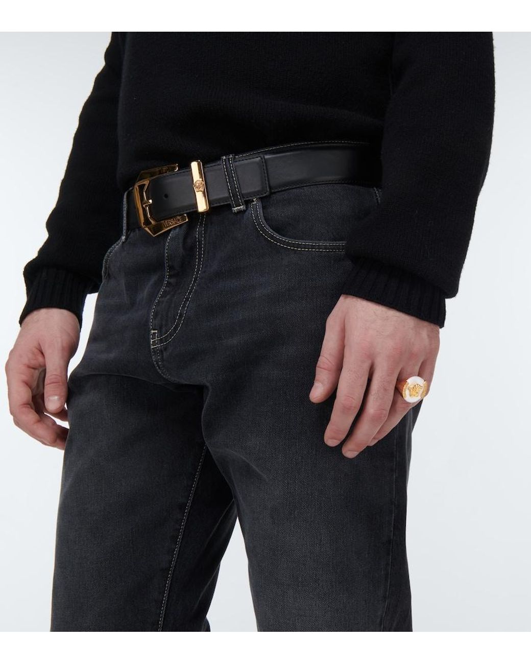 Versace White Medusa Ring for men