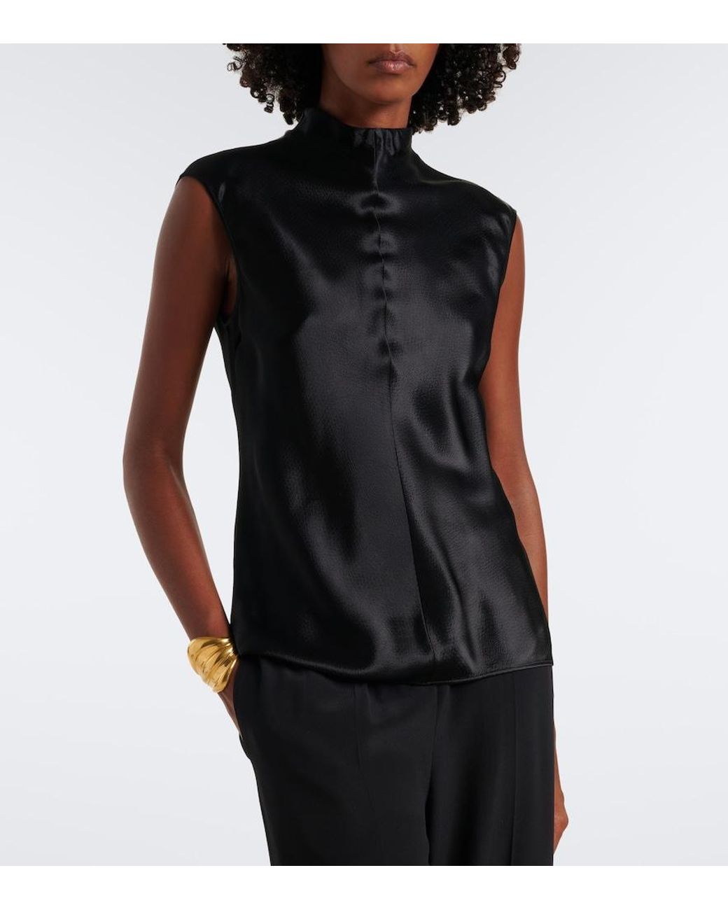 FFORME Black Rhea Satin Top
