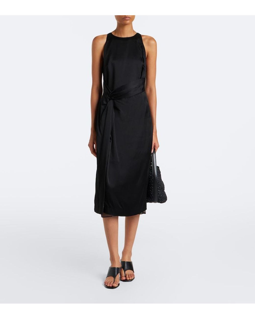 Rohe Black Gathered Midi Dress