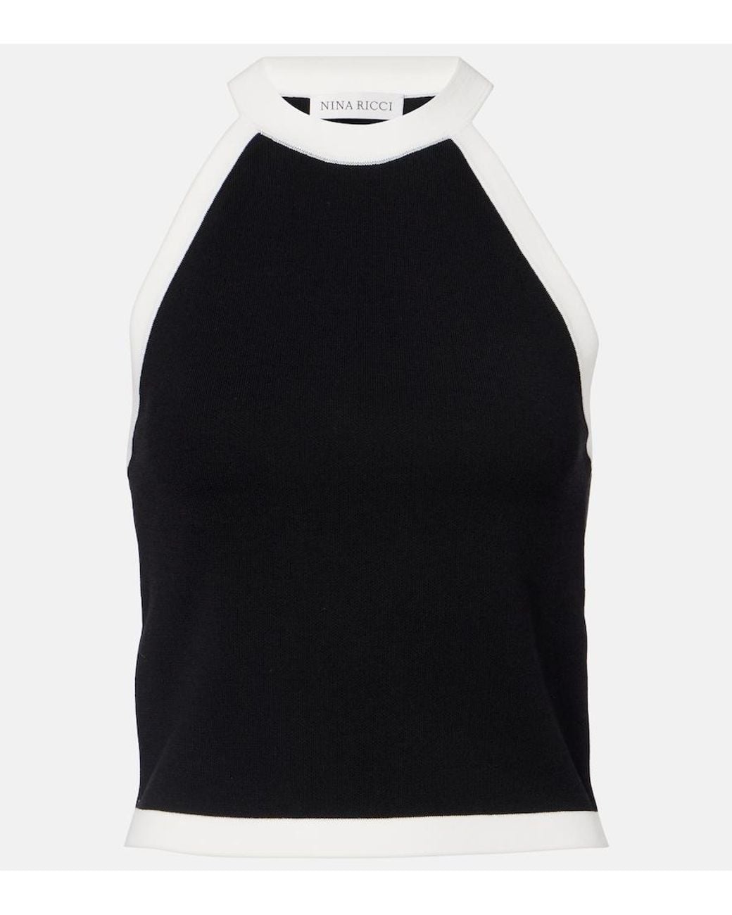 Nina Ricci Black Ribbed-Knit Halterneck Top