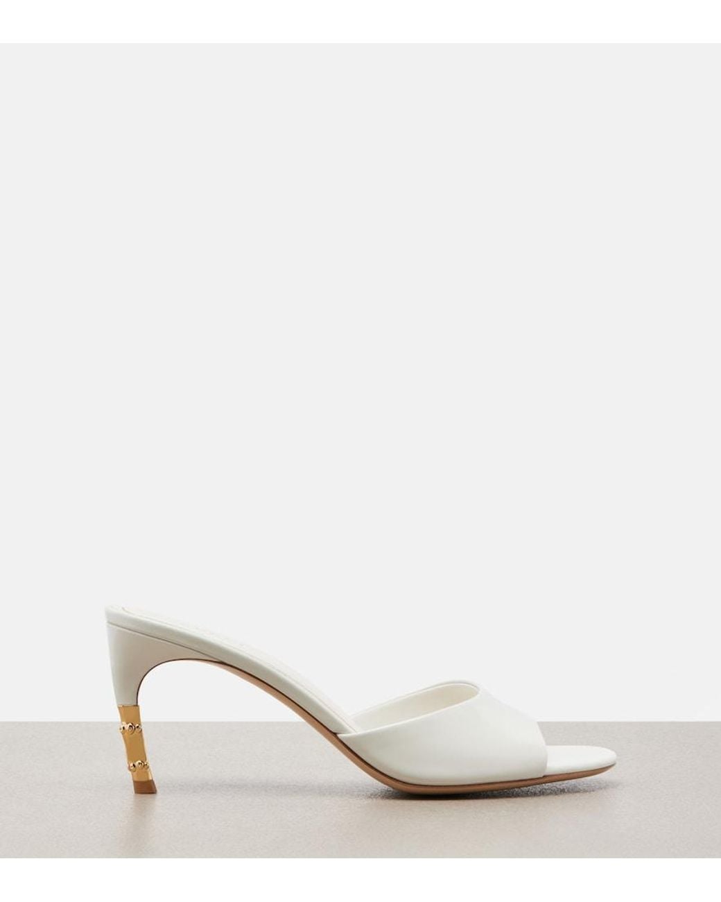 Gucci White Bamboo Leather Mules