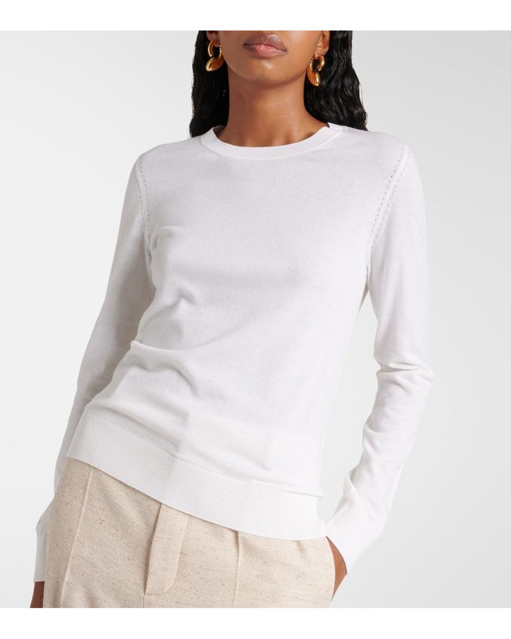 Loro Piana White Piuma Cashmere Sweater