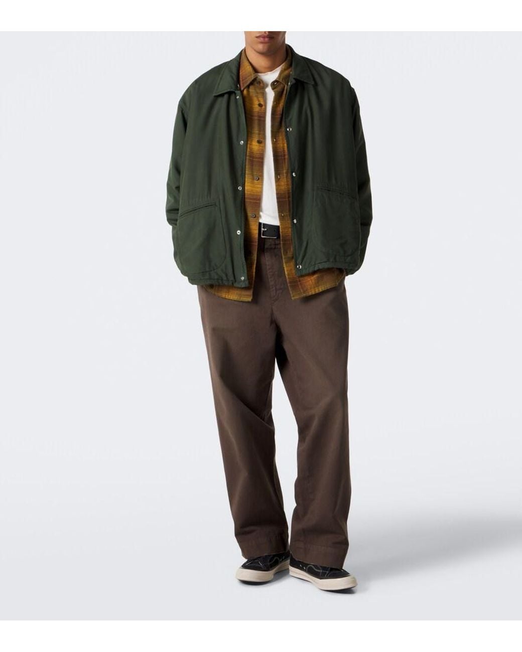 A.PRESSE Orange Checked Cotton And Silk Twill Shirt for men