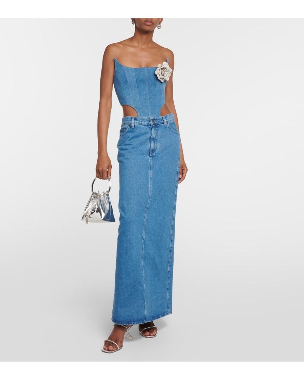 GIUSEPPE DI MORABITO Blue Denim Maxi Skirt