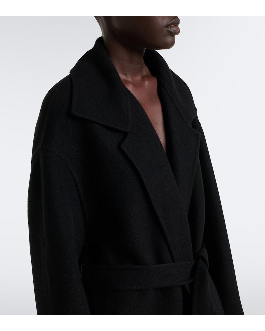 The Row Black Ciara Wool And Cashmere-Blend Wrap Coat