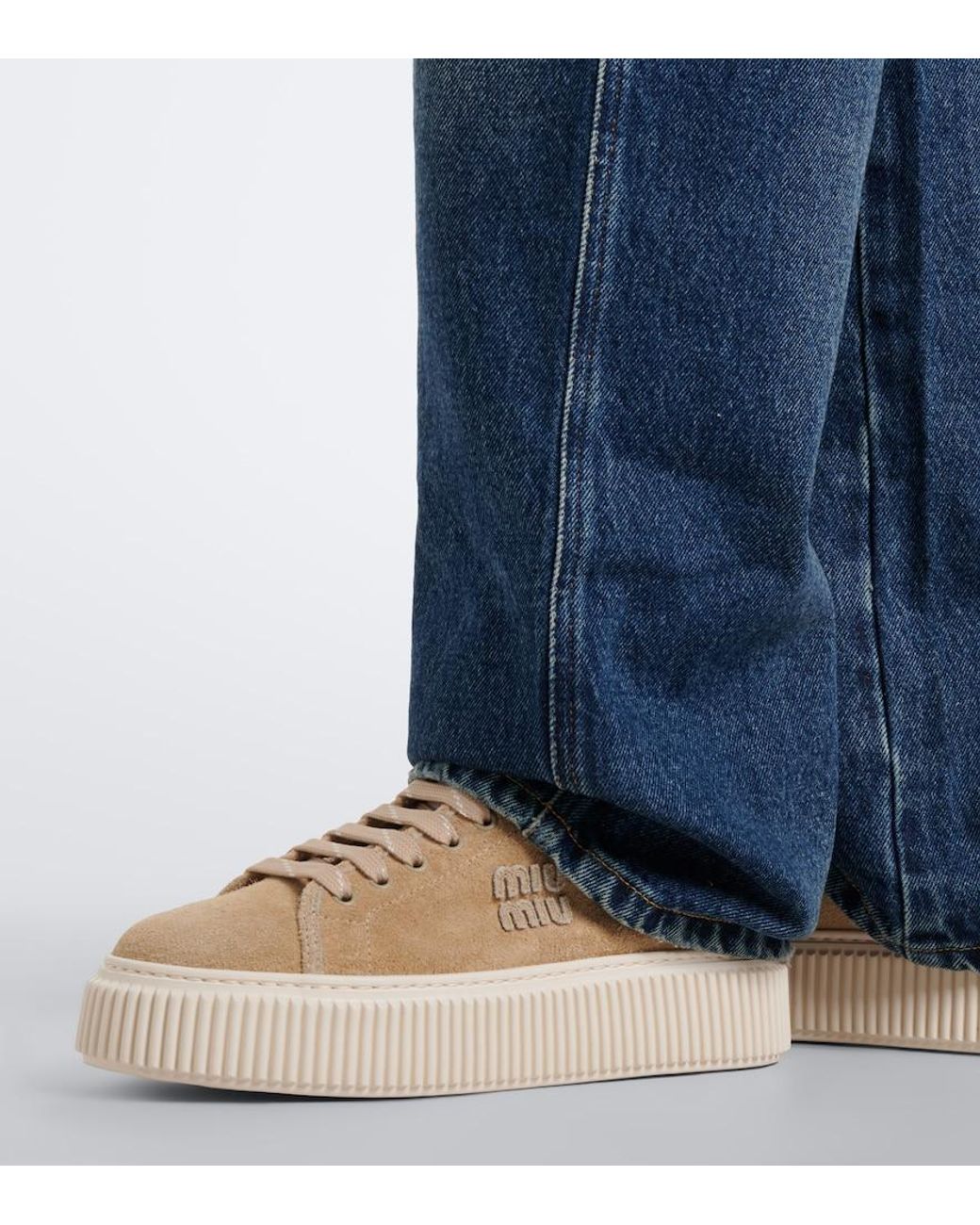 Miu Miu Natural Suede Platform Sneakers